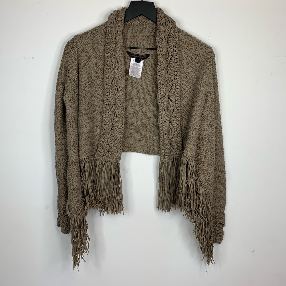 BCBGMaxAzria • fringe knit cropped cardigan